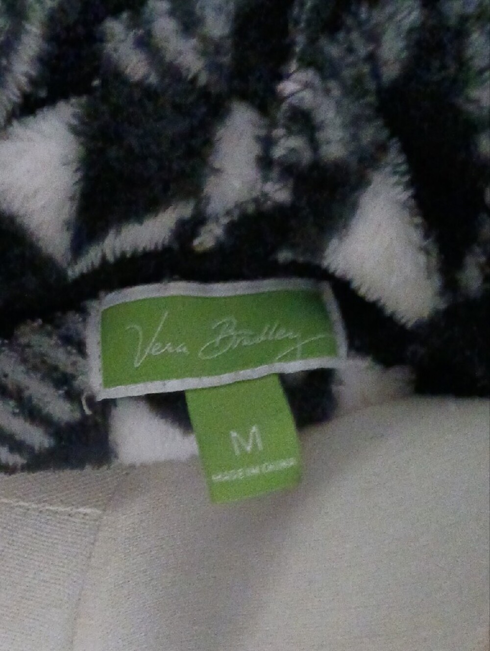 Vera Bradley Black & White Geometric Hooded Pullover - Picture 2 of 12